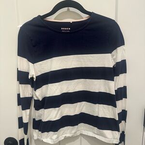 Boden Classic Navy & White Striped Long Sleeve Top